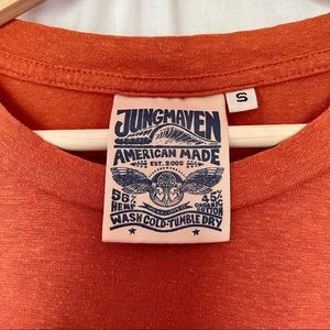 Jungmaven hemp/cotton T-shirt in Himalayan rhubarb (orange), NWOT